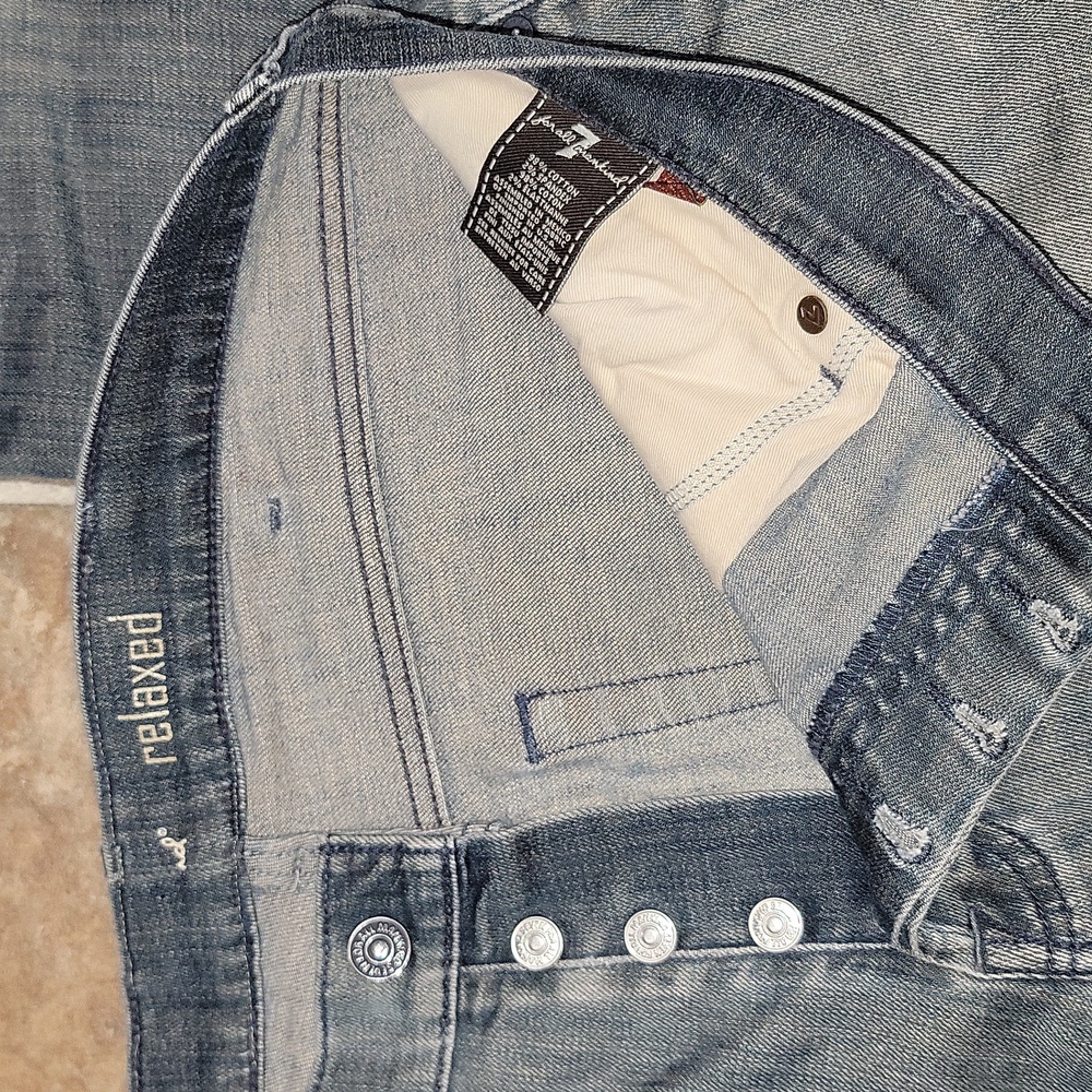 7 For All Mankind Relaxed Fit Button Fly Stretch 7FAM Mens Jeans Size 38 x 30 - Picture 4 of 9